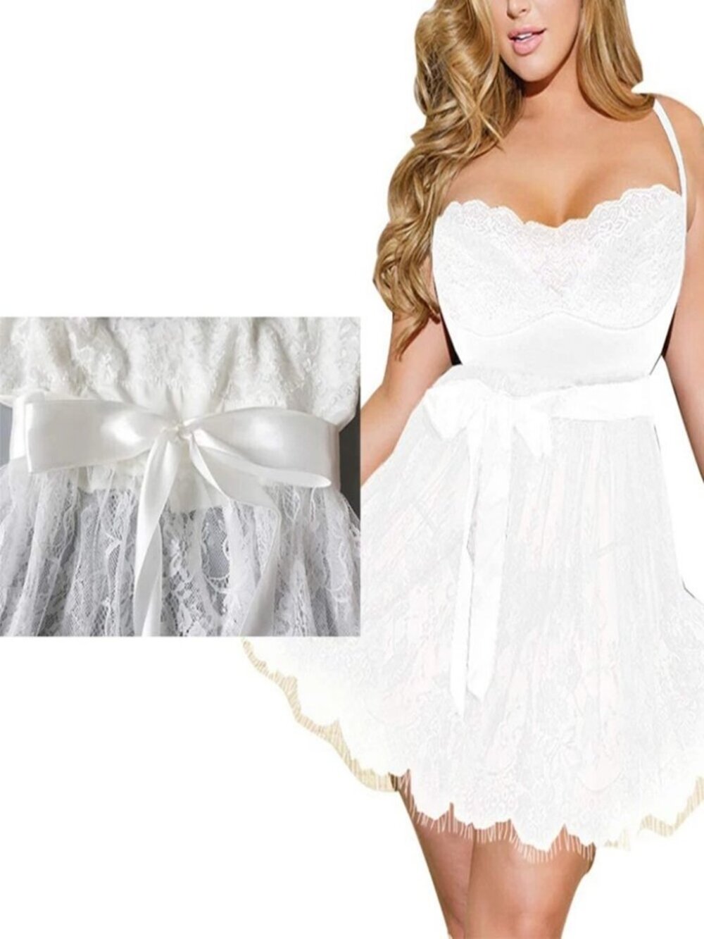 Sexy Women Lady Plus Size Lingerie Sleepwear Lace Nightgown Bodysuit Dress Robe